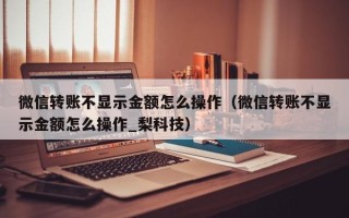 微信转账不显示金额怎么操作（微信转账不显示金额怎么操作_梨科技）