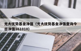 光大优势基金净值（光大优势基金净值查询今日净值161010）