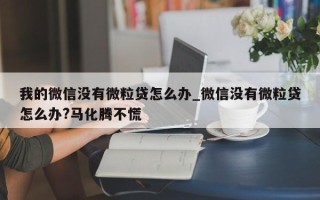 我的微信没有微粒贷怎么办_微信没有微粒贷怎么办?马化腾不慌