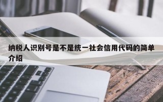 纳税人识别号是不是统一社会信用代码的简单介绍