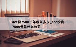 ace投7500一年收入多少_ace投资7500元是什么公司